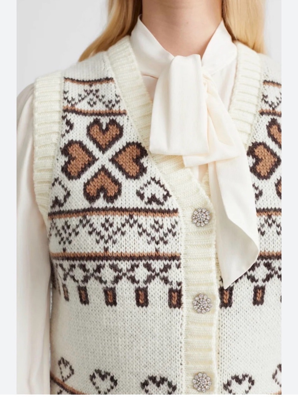 & Other Stories jacquard heart fair isle vest